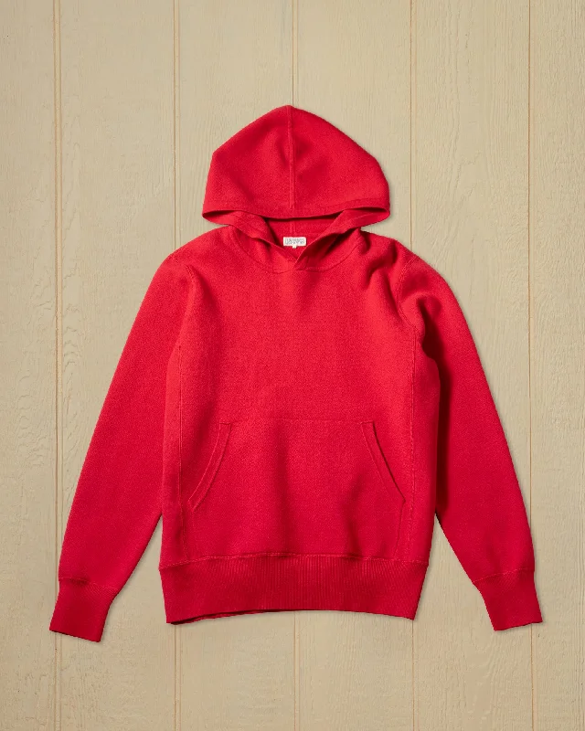 Men's breathable sweater-Wharf Knit Hoodie in Crimson