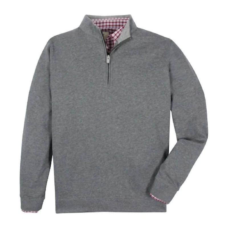 Men's designer sweatshirt-Cotton/modal Quarter Zip In Charcoal