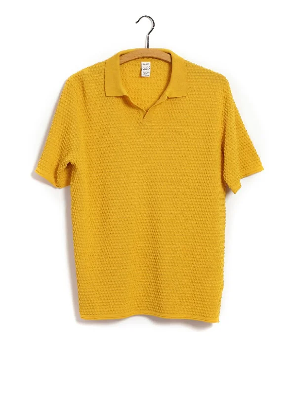 Men's eco-conscious casual polo shirt-POLO | Short Sleeve Spot Knit Shirt | Ocra