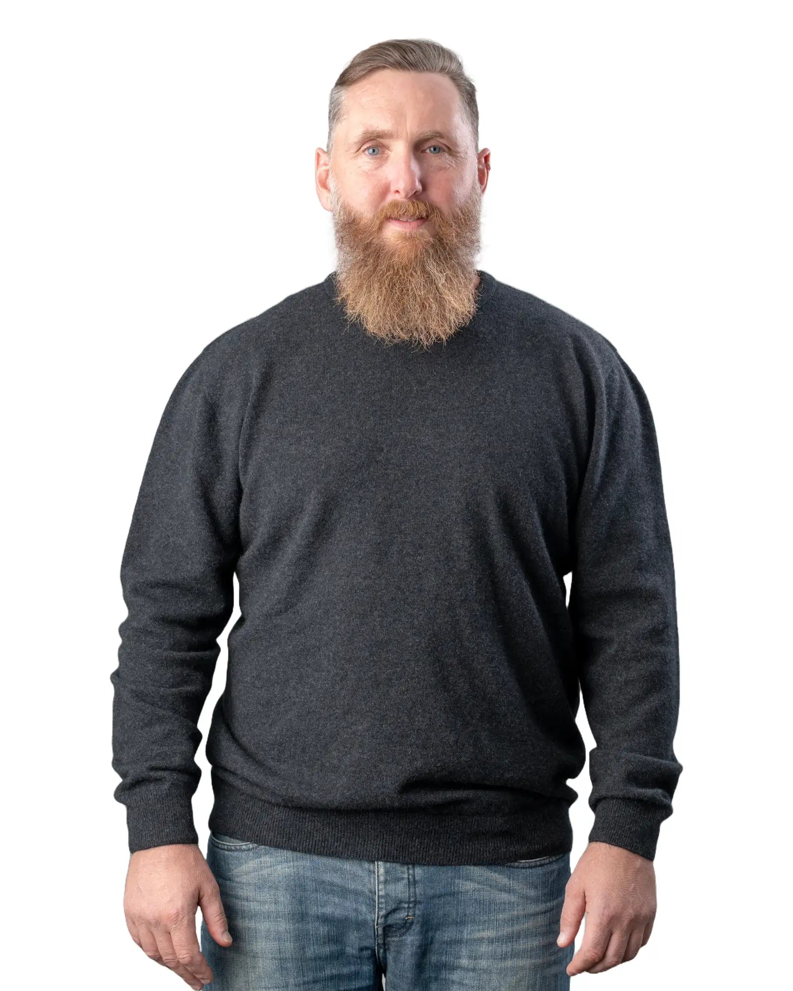 Men's utility knit-Charcoal Men's Possum Merino Crew Neck Sweater - NB120