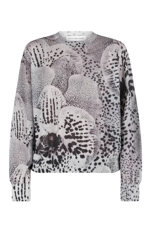 Men's heavyweight knit-Tilly Orchid Print Sweater