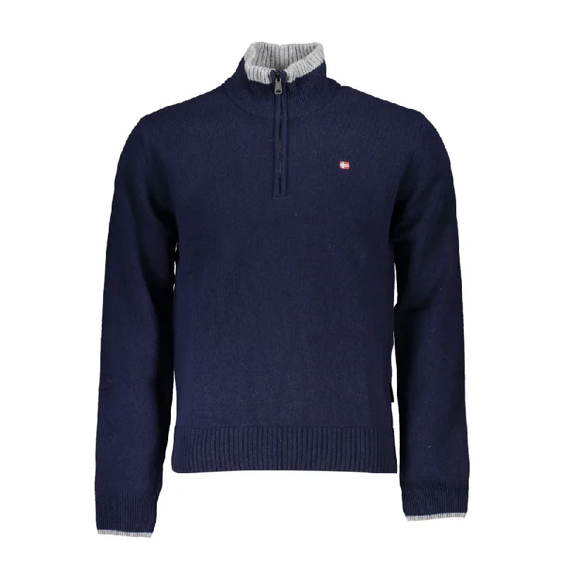 Men's casual sweater-Napapijri Chic Contrasting Half-Zip Men's Sweater