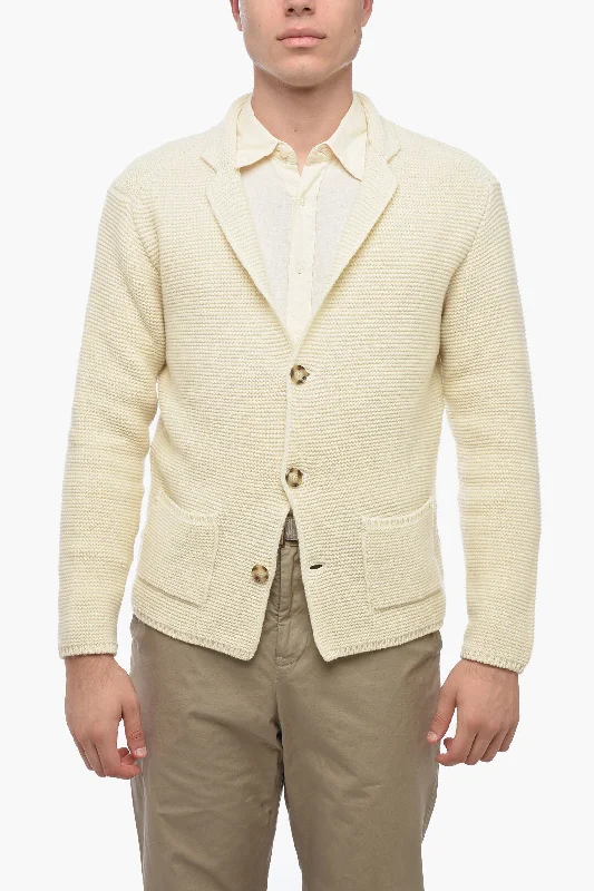 Men's cropped sweater-Altea Virgin Wool Cardigan with Patch Pockets