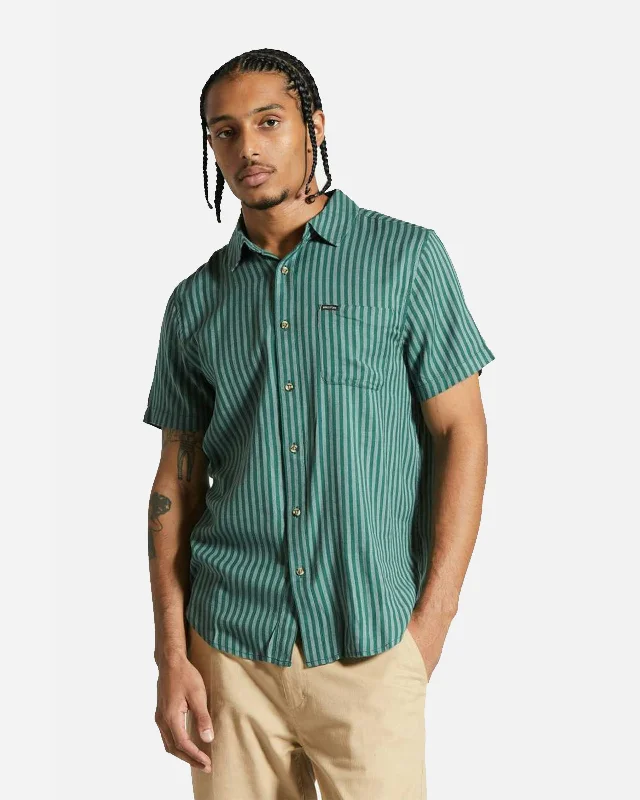 Men's modern travel shirt-Charter Herringbone Stripe S/S Shirt