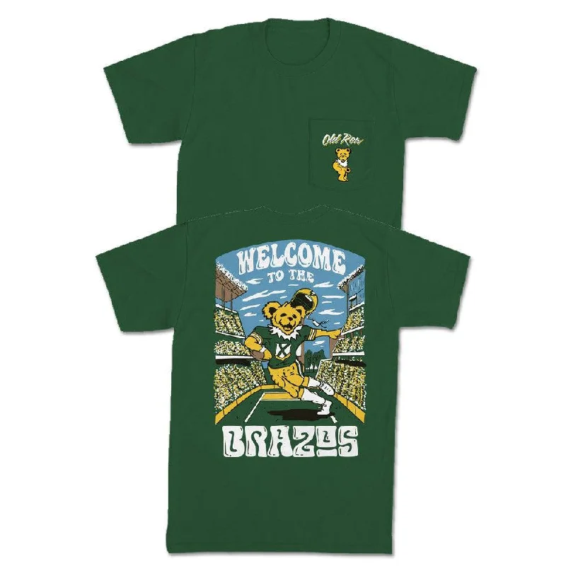 Men's bold logo t-shirt-Welcome to the Brazos Pocket Tee