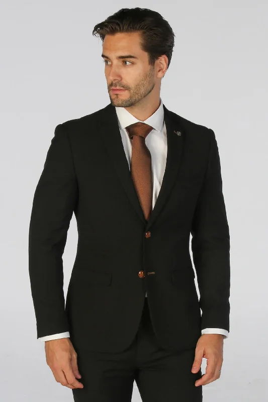 Men's weather-resistant jacket-Mayfair - Men's Black Textured Blazer