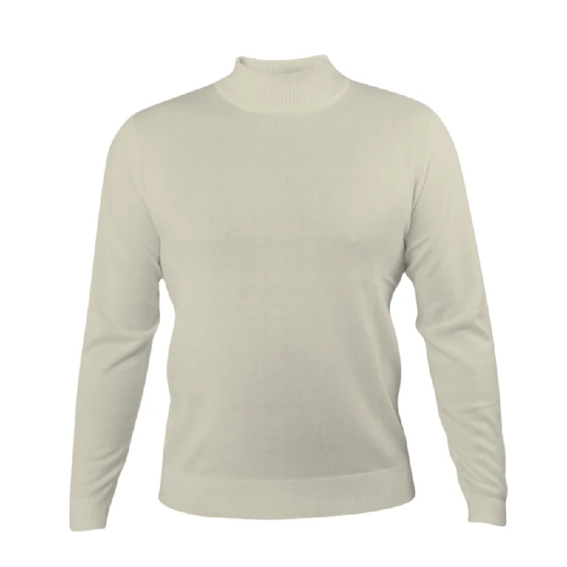 Men's wrinkle-resistant sweater-Prestige SW-496 Mock Neck Long Sleeve Sweater - Oatmeal