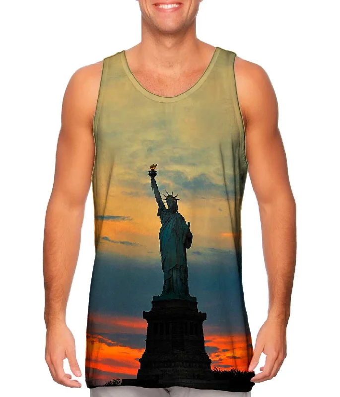 Statue Of Liberty Golden Sunset