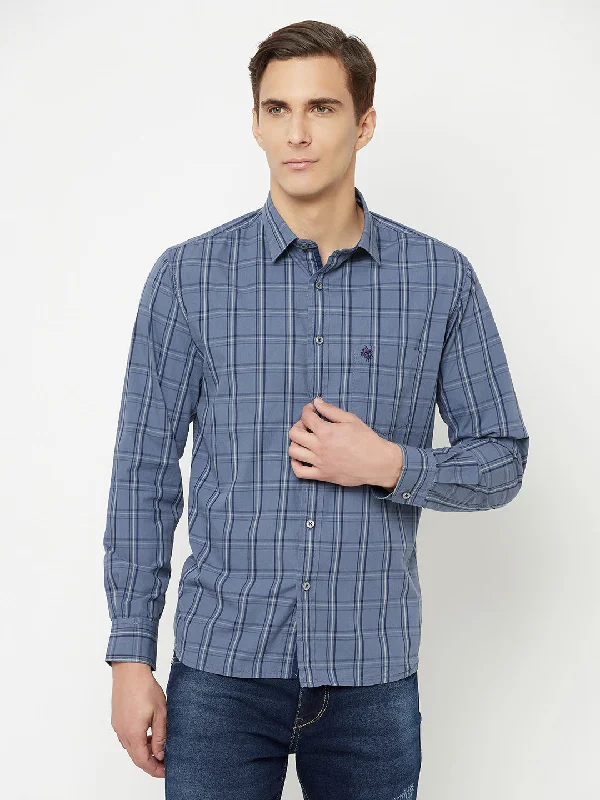 Men's breathable casual wear shirt-Men's Grey Casual Medium Checks Full Sleeve Shirt