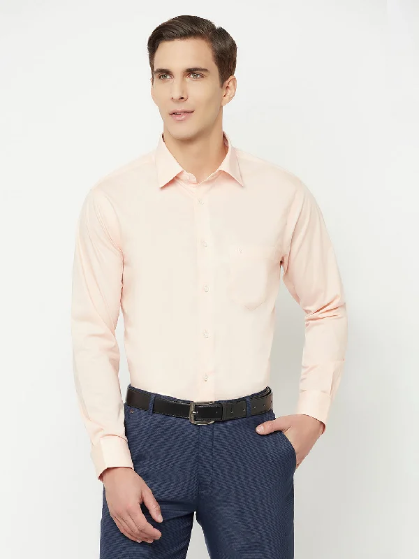 Men's antibacterial office wear shirt-Men's Peach Formal Plain Full Sleeve Shirt