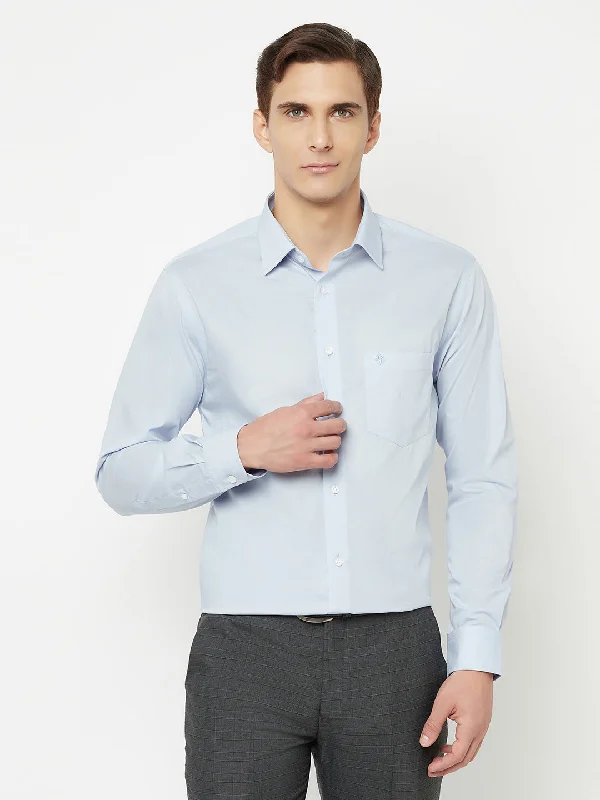 Men's weatherproof casual wear shirt-Men's Sky Blue Formal Plain Full Sleeve Shirt