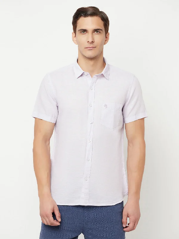 Men's modern travel wear shirt-Men's Lilac Casual Plain Half Sleeve Shirt